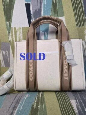 Coach Smith Tote 24 In Chalk Multi Crossbody Shoulder Bag Leather Purse